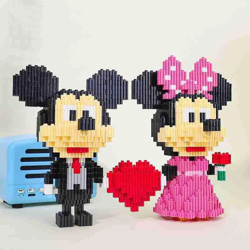 Disney Building Blocks Mickey Mouse Minnie Wedding Kawaii Friends Donald Duck Model Educational Cartoon Bricks Toy Children Gift