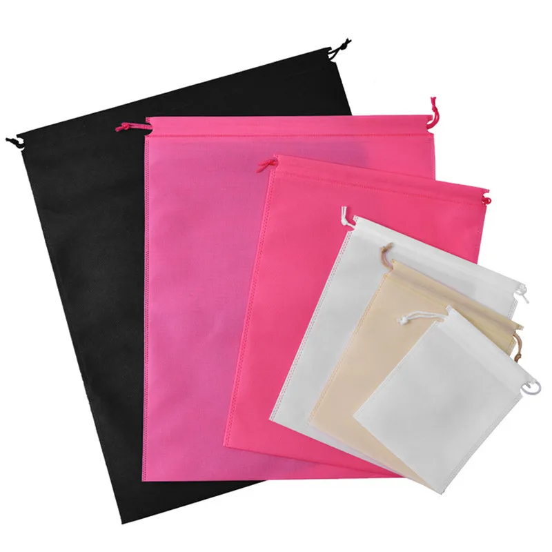 100pcs 16x20 20x28 25x30 30x40cm Non-woven Drawstring Bag Clothing And Shoes Gift Storage Bag Environmental Drawstring Bag