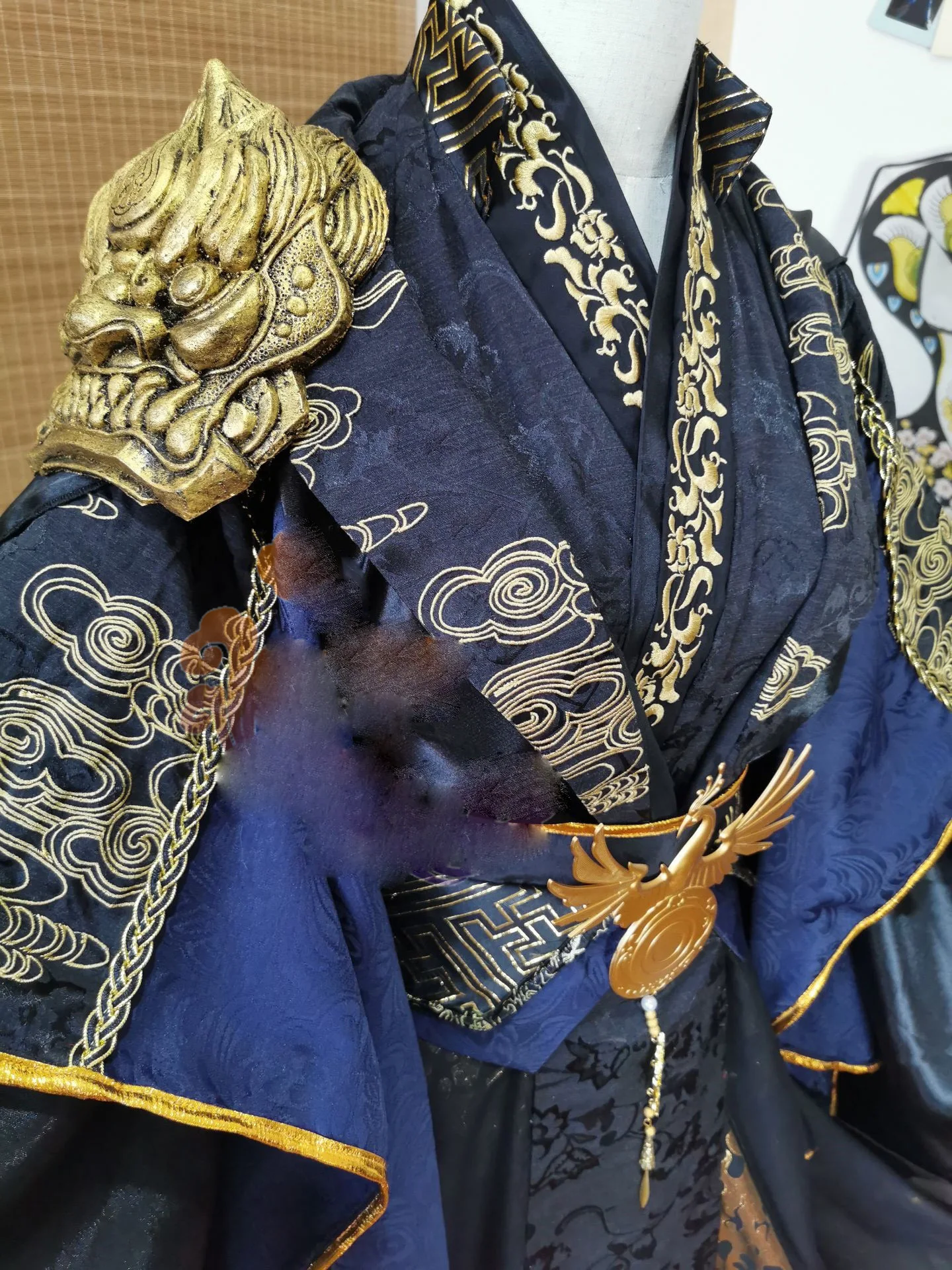 Ta Xian Juni Zwart Kostuum Hanfu Cos Chang Geng Originele Emperopr Cosplay Hanfu Borduren Met Schouder Leeuw Armour Mannelijke Hanfu