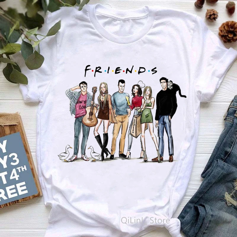 Fashion Friends Tshirt Women 90s 00s Graphic T Shirts Summer Top Female T-Shirt Tumblr Clothes Girls Student Casual Tshirt Tees