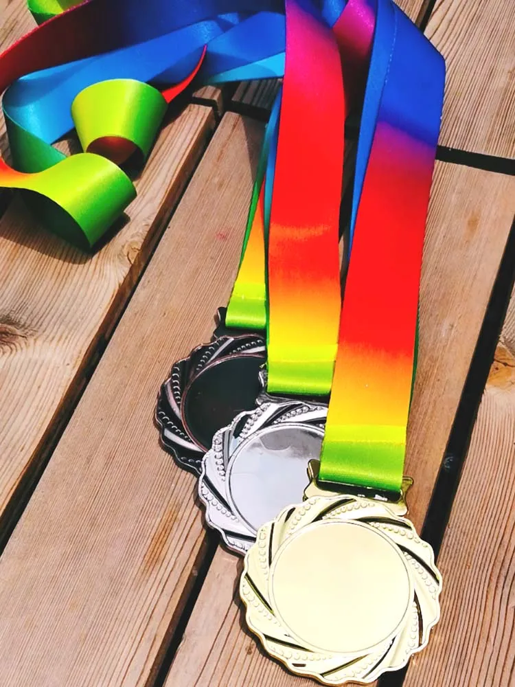 Blank Medals Ear of Color Sun Medal with Color Ribbon70mm Gold Silver Copper Color Medal