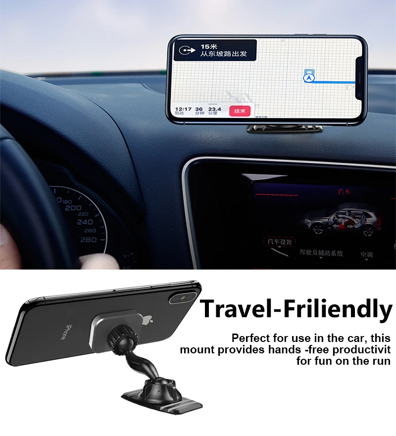 XMXCZKJ Magnetic Car Phone Holder For Phone in Car Double 360 Degree GPS Strong Magnet Holder For iPhone Xiaomi Dashboard Mount