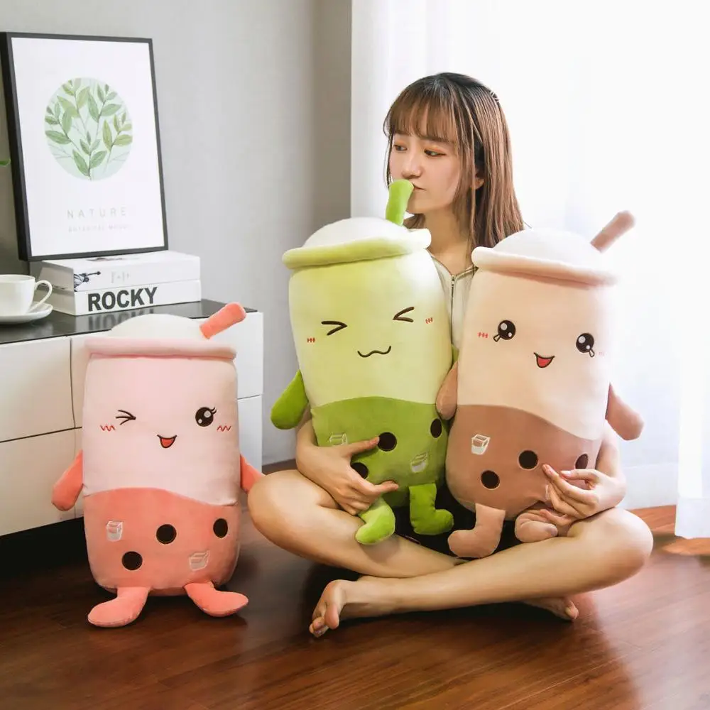 22/50cm Cute Bubble Tea Cup Shaped Plush Toy Stuffed Real Life Milk Tea Plush Baby Doll Soft Cartoon Pillow Cushion Kawaii Gift