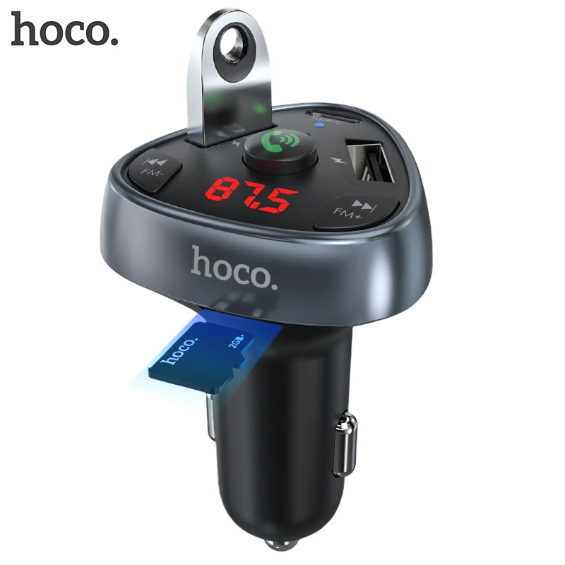 

HOCO PD fast Charge USB Car Charger LED Display FM Transmitter Modulator Bluetooth Handsfree Car Kit Audio MP3 Player for iphone