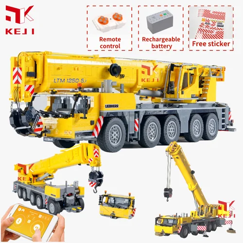 KEJI MOC-57421 Liebherr LTM1250 리모컨 크레인 빌딩 블록, 벽돌 키트, 모바일 모델 장난감, 소년 크리스마스 선물