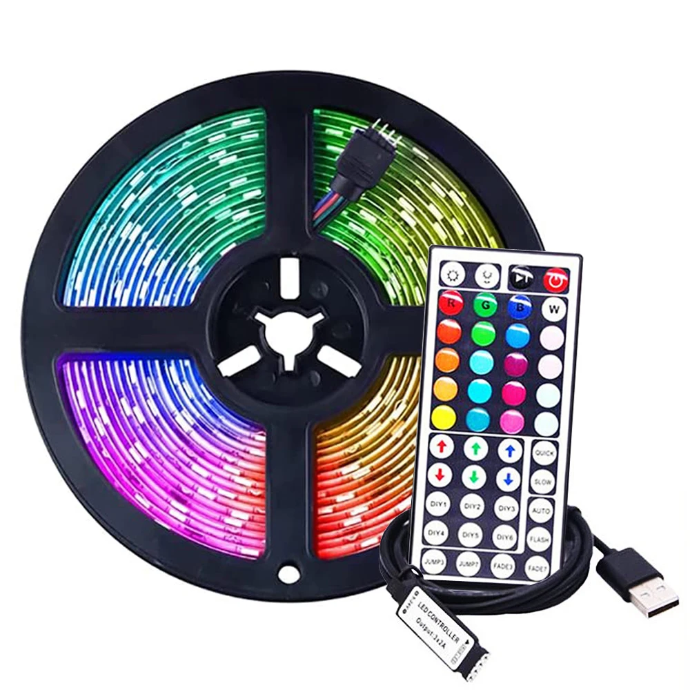 

Светодиодная лента RGB 5 м 10 м светильник 5 в USB 5050 2835 пульт дистанционного управления 44key Kit 0,5/1/2 м Светодиодная лента Праздничная настенная комната ТВ ПОДСВЕТКА водонепроницаемая