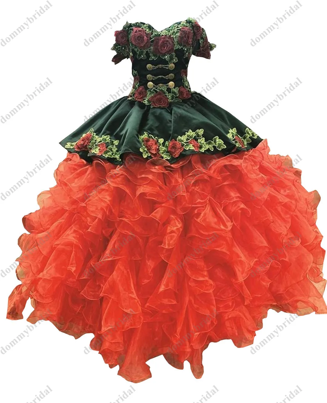 Na moda preto e vermelho floral flores africanas vestido de baile 15 anos xv quinceanera vestido de festa fora do ombro barato