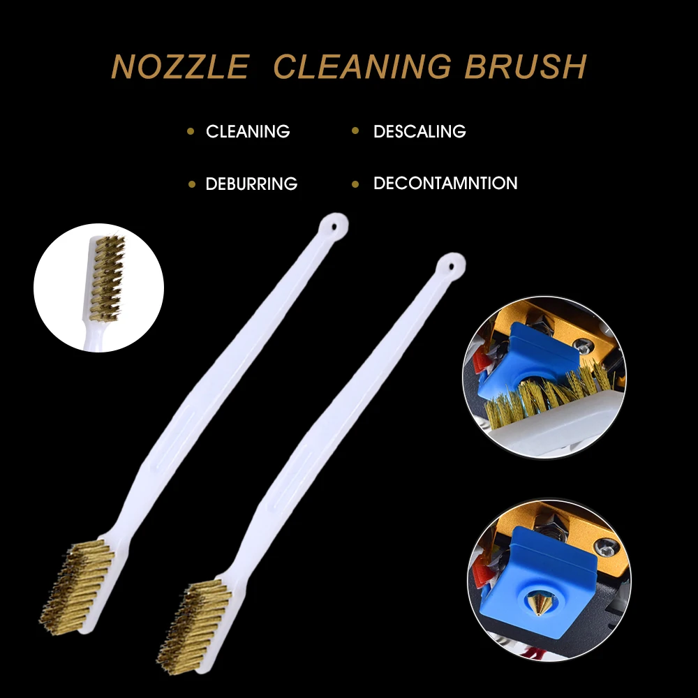 3D Printer Parts Nozzle Cleaning Copper Brush Copper Wire Toothbrush Handle Cleaner for Cleaning Hot Bed Cleaning Part