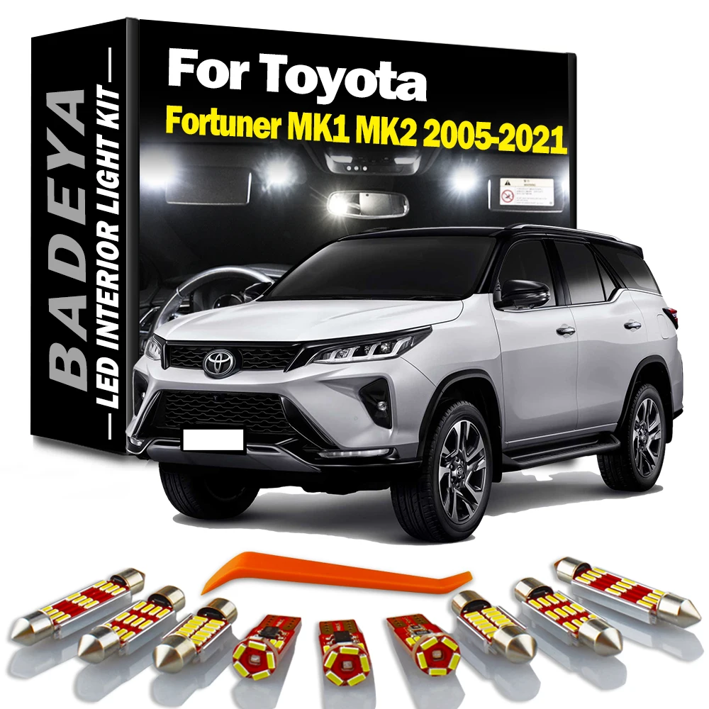 BADEYA Canbus Car Led Interior Map Light Kit For Toyota Fortuner MK1 MK2 2005-2014 2015 2016 2017 2018 2019 2020 2021 No Error