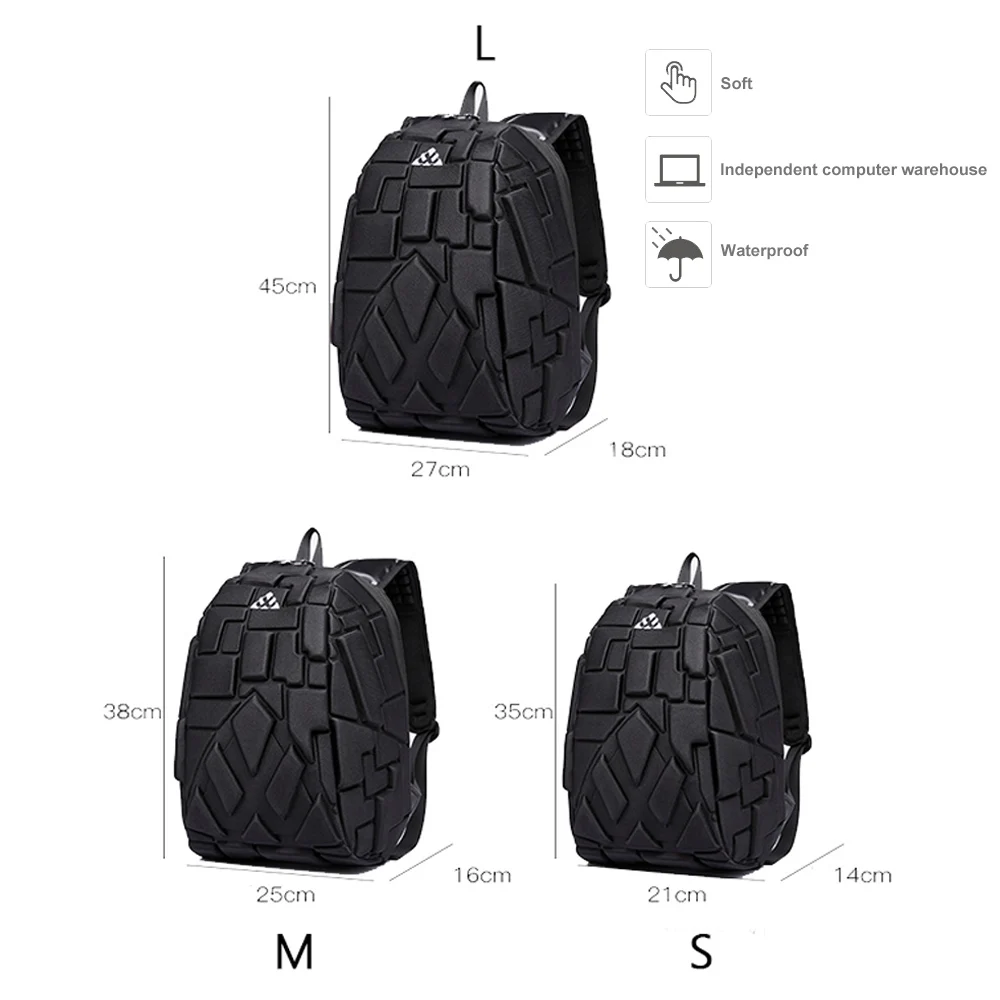 MANET ABS Backpack Men 15.6 Inch Large Capacity Travel Shoulder Bag Business Laptop Bags Waterproof School Backpacks with USB