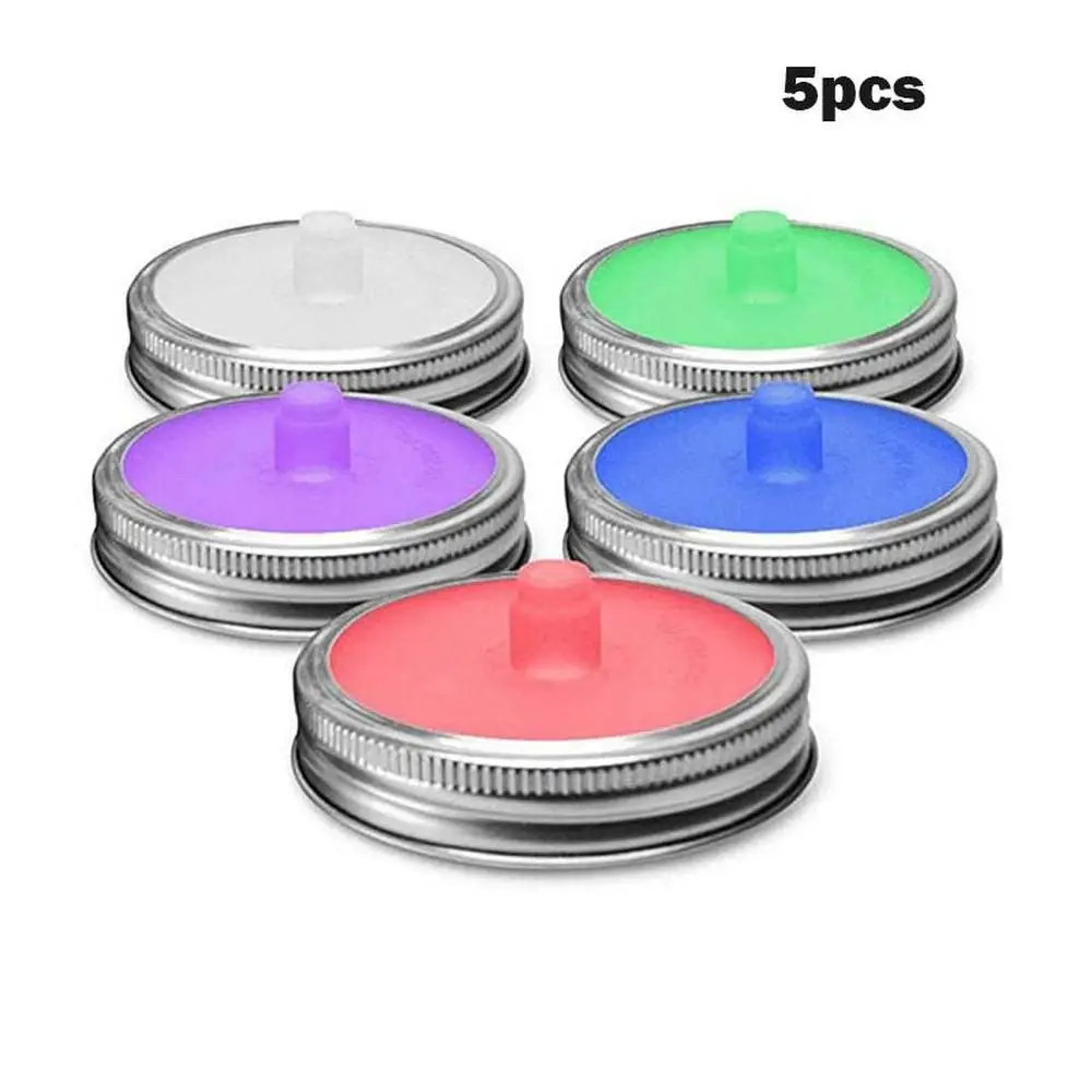 5Pcs Mason Jar Lids Silicone Lids with Sealed Ring Waterless Airlock Fermentation Lids for Sauerkraut Kimchi Pickles KitchenTool image 6
