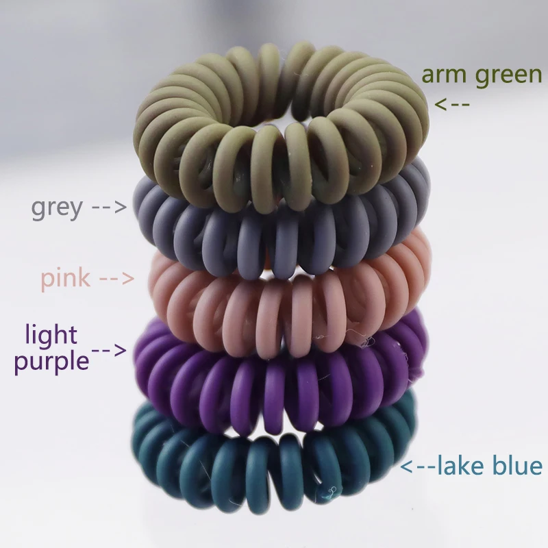 

2021 5pcs/Set New Frosted Hair Ring For Girls Women Telephone Cord Elastic Ponytail Holders Headwear Accessories Tie Gums