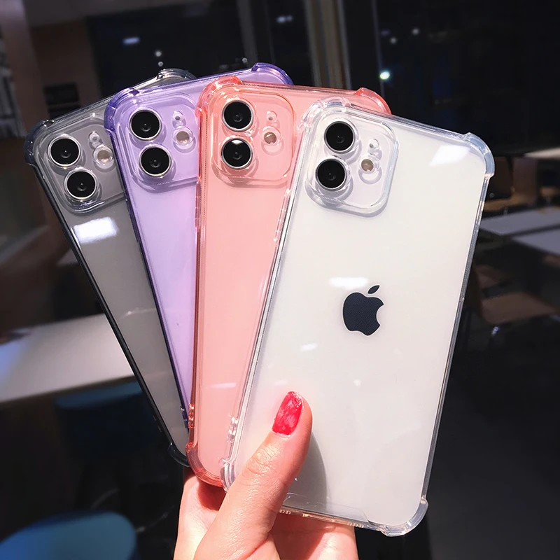 Transparent Silicone Shockproof Case For iPhone 16 Pro Max 15 14 13 12 11 X XR XS 7 8 Plus SE 2020 Clear Soft TPU Bumper Cover