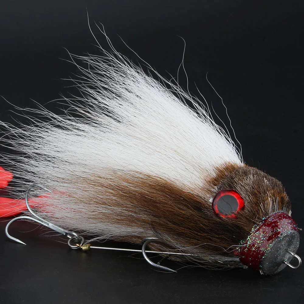 Spinpoler Hechtangeln Maus 3D Augen Hirschhaar mit Kunststoff Maden Haken  Kder fr Big Pike Wels Black Bass - AliExpress 18