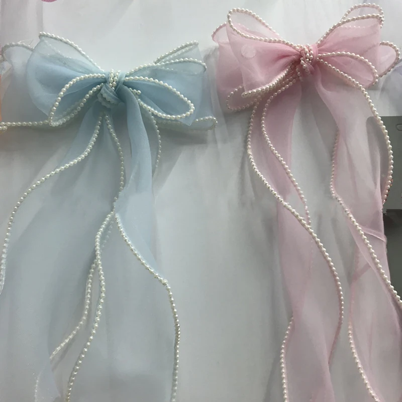 5 meters 4cm/6cm wide pearl fishtail yarn Wave Organza Ribbon DIY Bow Hair Accessories Material Gift Packing Sewing Fabric