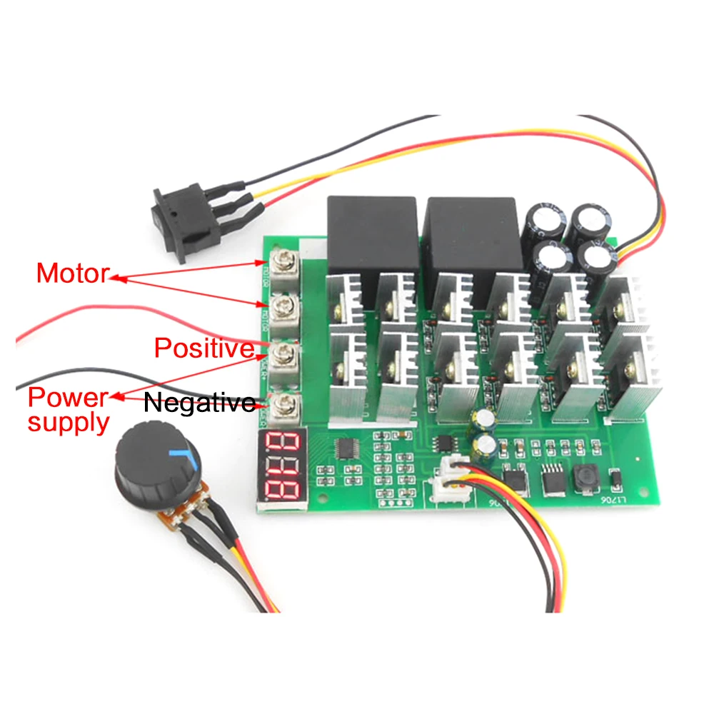 

60A 10-55V Digital Display PWM Speed Controller Module Forward Reversal 0~100% Adjustable DC Motor