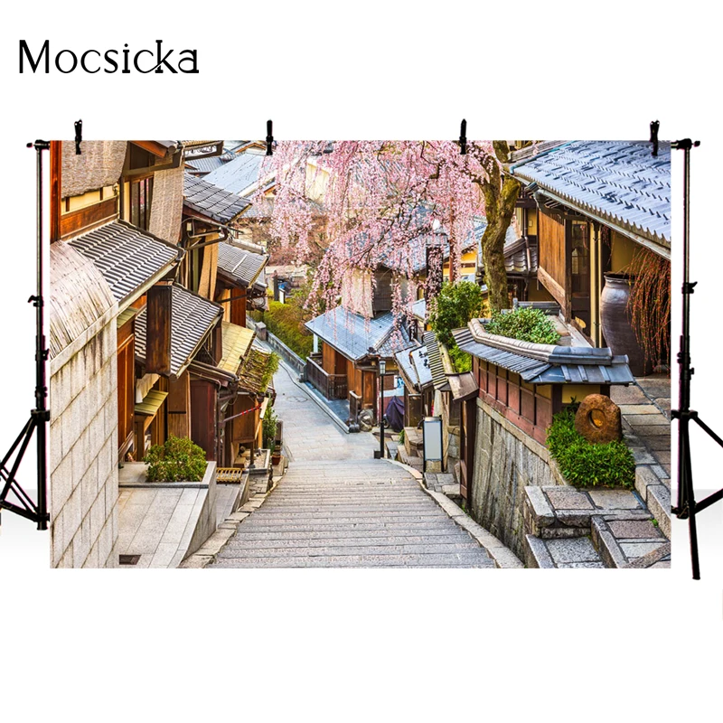 Mocsicka Natural Scenery Photography Background Japanese Street Cherry Blossom Decoration Net Celebrity Photo Punching Backdrop