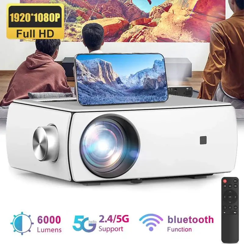 Mini projetor LED para telefone, Full HD 1080P, Wi-Fi, 5G, suporte Android 12, IOS, 14 Native, 1920x1080P, cinema em casa