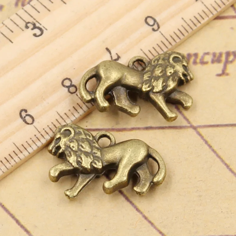 10pcs Charms 3D Animal Lion 15x22mm Tibetan Bronze Silver Color Pendants Antique Jewelry Making DIY Handmade Craft