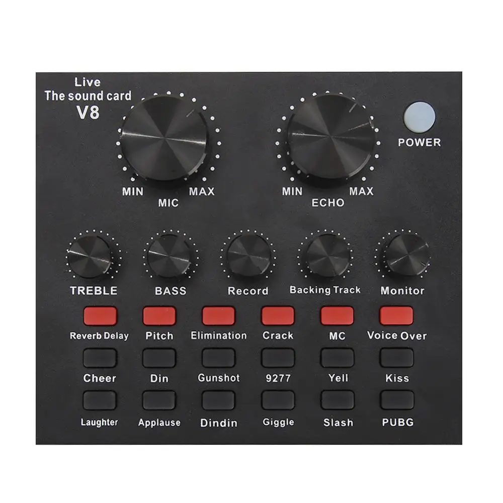 V8 الصوت كارت الصوت الخارجي USB ميكروفون سماعة الرأس البث المباشر البث الغناء الصوت الكهربائي البث للهاتف الكمبيوتر TVPC