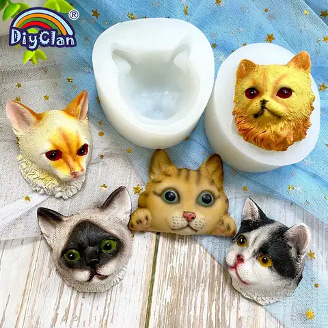 Cat Face Silicone Mold Fondant Cake Chocolate Mousse Decoration Handmade Soap Resin Clay Gypsum Candle Mould Kitchen Baking Tool