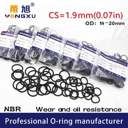 50PCS/Lot Black NBR Sealing O-Ring CS1.9mm OD14/15/16/17/18/19/20*1.9mm Nitrile Rubber Ring Gasket Nitrile Oil Rings Washer