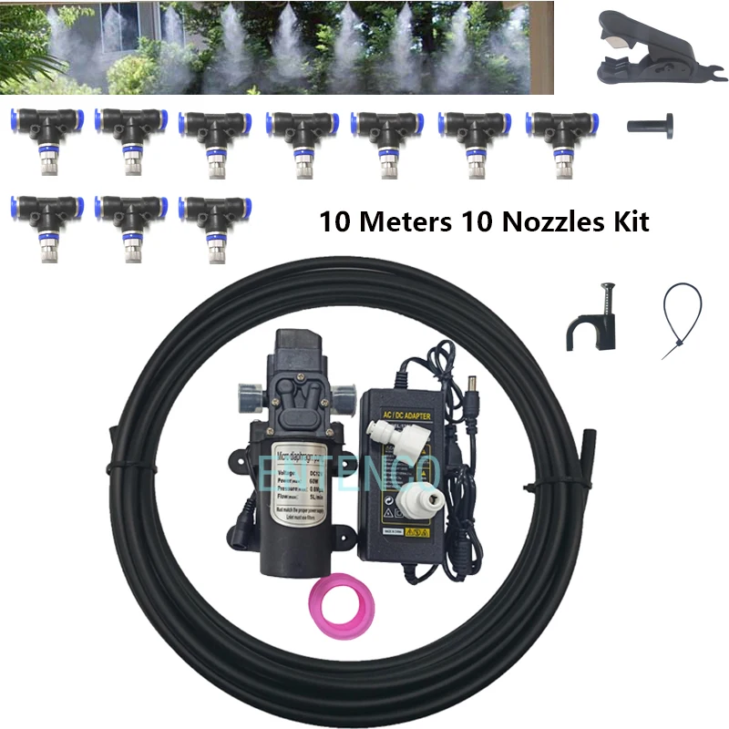 

DIY Fog Machine For Tunnel Disinfection 10M 20M Outdoor Nebulizer Pump Misting system Kit with T connectors