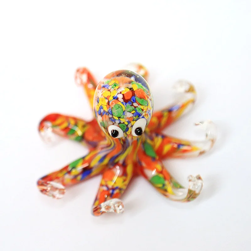 Murano Glass Octopus Art Figurines miniature Rainbow colors handmade cute sea animal crafts Ornaments Aquarium decor accessories