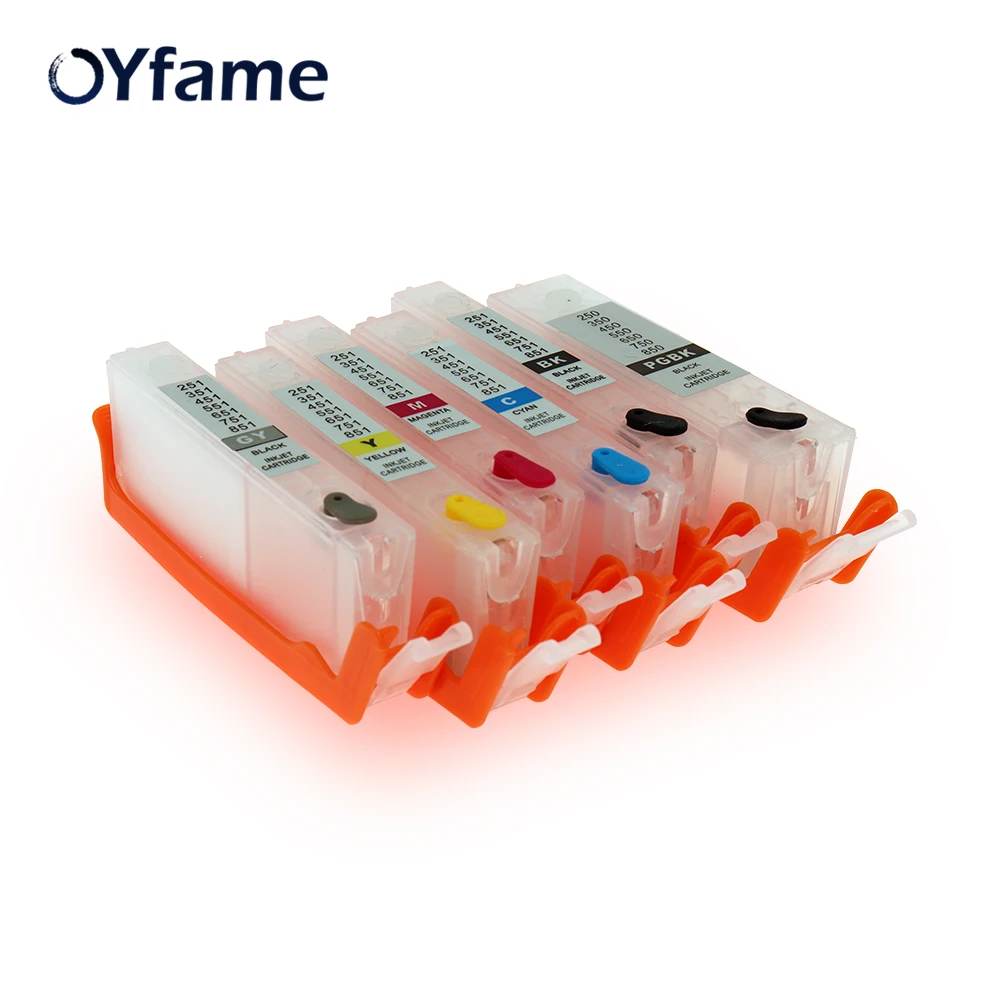 OYfame 6PCS PGI-750 CLI-751Cartridge  for canon MG6370 MG7170 MG7570 IP8770 MG6770 MG6670 refillable ink cartridge with ARC chip