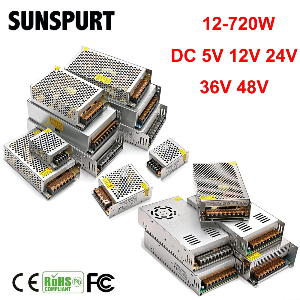 Switching Power Supply AC110V 220V IN DC 5V 12V 24V 48V Power Adapter 1A 3A 5A 10A 15A 20A 30A LED Lighting Transformer Driver