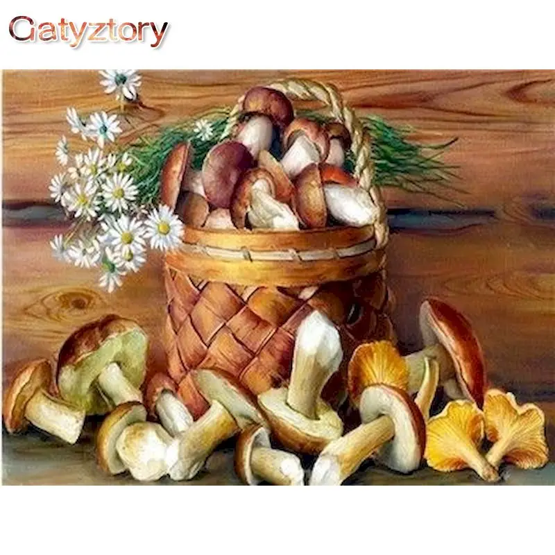 

GATYZTORY Diy Frame Mushroom Landscape Painting By Numbers For Adults Unique Gift Diy Framed Home Decor Wall Photo