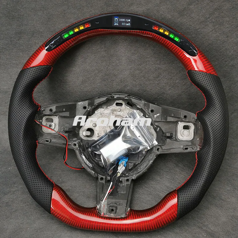 LED Carbon Fiber Racing Sport Steering Wheel For Jaguar XFL F-PACE XE XF XFL F-Type S R Sport R Coupe V8 2015 2016 2017 2018