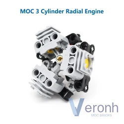 Moc 3 Cilinder Radiale Motor Model Bouwstenen Compatibele Pf Kit 2850 2851 2852 2853 Technische Onderdelen Montage Bakstenen Kind Speelgoed