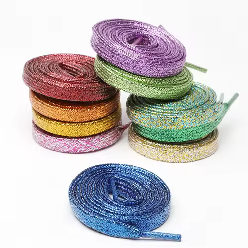 1 cm Width Colorful Lurex Shoelaces Trendy Bright Colorful Fall Winter Shoelaces Sneaker White Casual Sports Leather Shoes Laces - Image 3