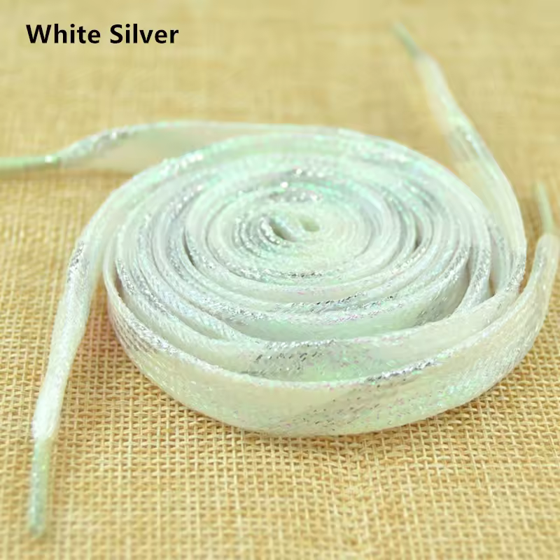 1 cm Width Colorful Lurex Shoelaces Trendy Bright Colorful Fall Winter Shoelaces Sneaker White Casual Sports Leather Shoes Laces - Image 29