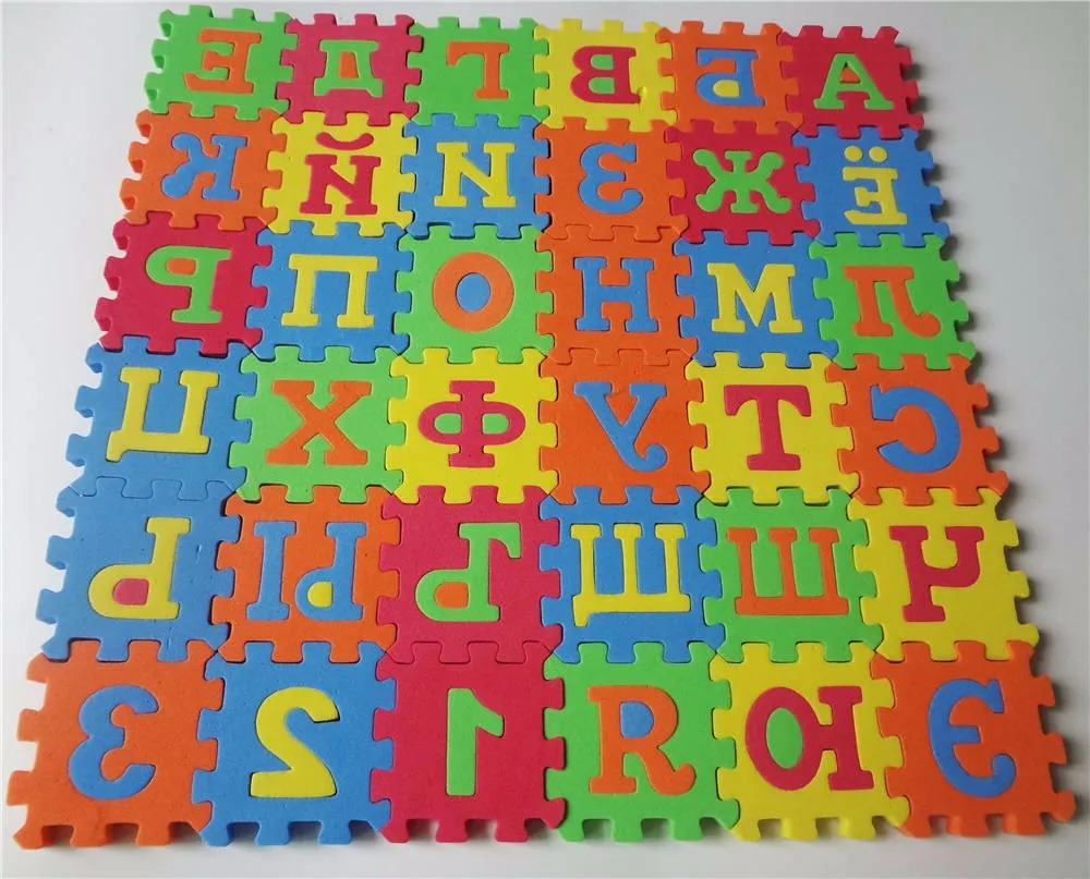 Russia Children Mini EVA Foam Rug  Alphabet Mosaic Letters Numbers Floor Soft Baby Mat 3d Puzzle Kids Educational Russian Toys