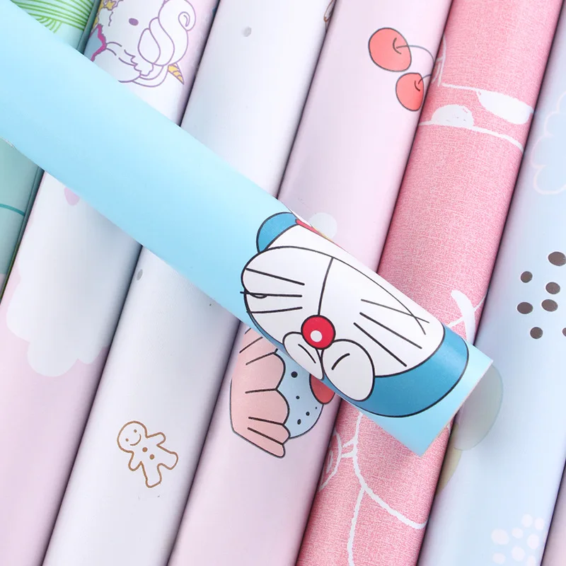 Cartoon Self-Adhesive Wallpaper Dormitory Children's Room Stickers PVC Thickened Waterproof Girl Bedroom Cute Warm Wallpaper