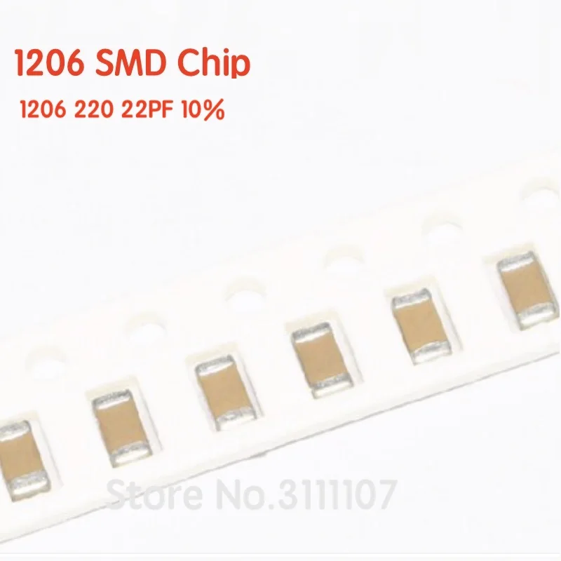 

100PCS/LOT 22PF 1206 Error 10% 220 22PF 50V SMD Thick Film Chip Multilayer Ceramic Capacitor