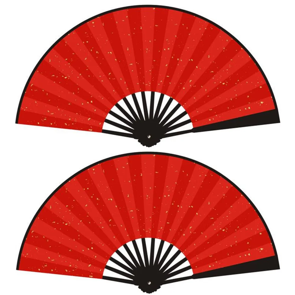 Large Folding Hand Fan Red Black White Sprinkle gold Chinese Silk Dance Fans 10.6 inches 13inches DIY Paintings Calligraphy