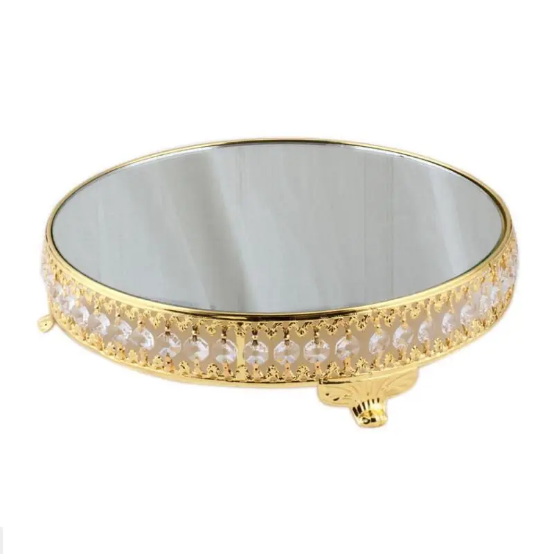 Diameter 31/25cm silver cake stand crystal tray  glass mirrorl tray pastry accessories for wedding decoration  DGP009