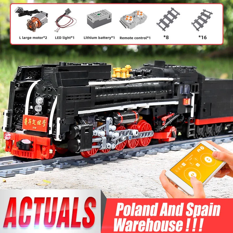 

Mould King 12003 City Series The QJ Steam Locomotives Remote Control Train Building Blocks Bricks Kids DIY Toys Christmas Gifts