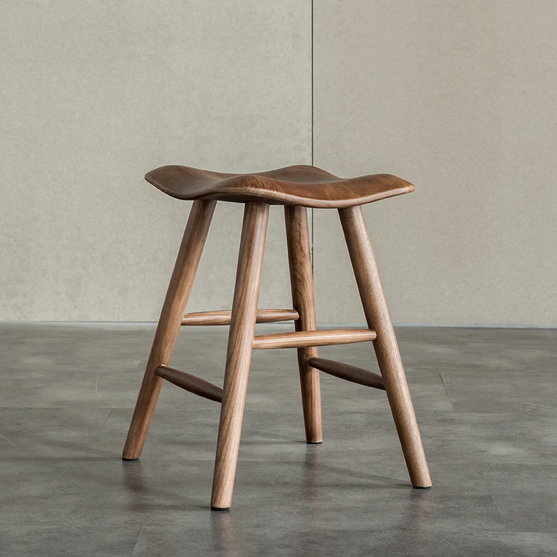 

Nordic Solid Wood Dining Stool Dining Chair Ash Wood Bar Stool Adult Casual Chair Log Creative Black Walnut Stool Chair