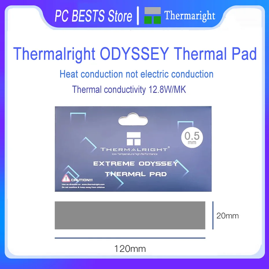 

Thermalright ODYSSEY Thermal Pad 120x20mm Conductivity 12.8W/mk Computer GPU Card Water Cooling Thermal Mat Non-conductive