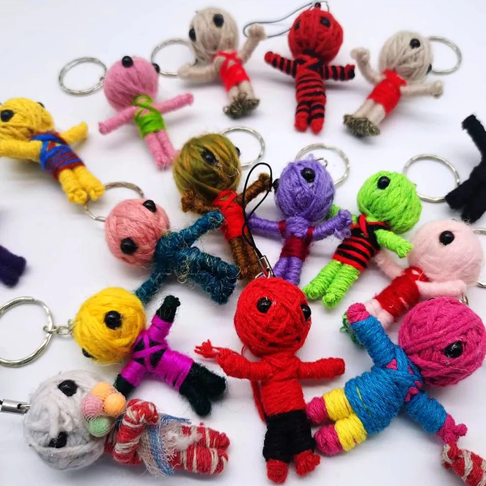 Smafes wholesale 50pcs/lot Handcraft Voodoo Doll Toy As Mobile Pendant,Keychain, Free Shpping