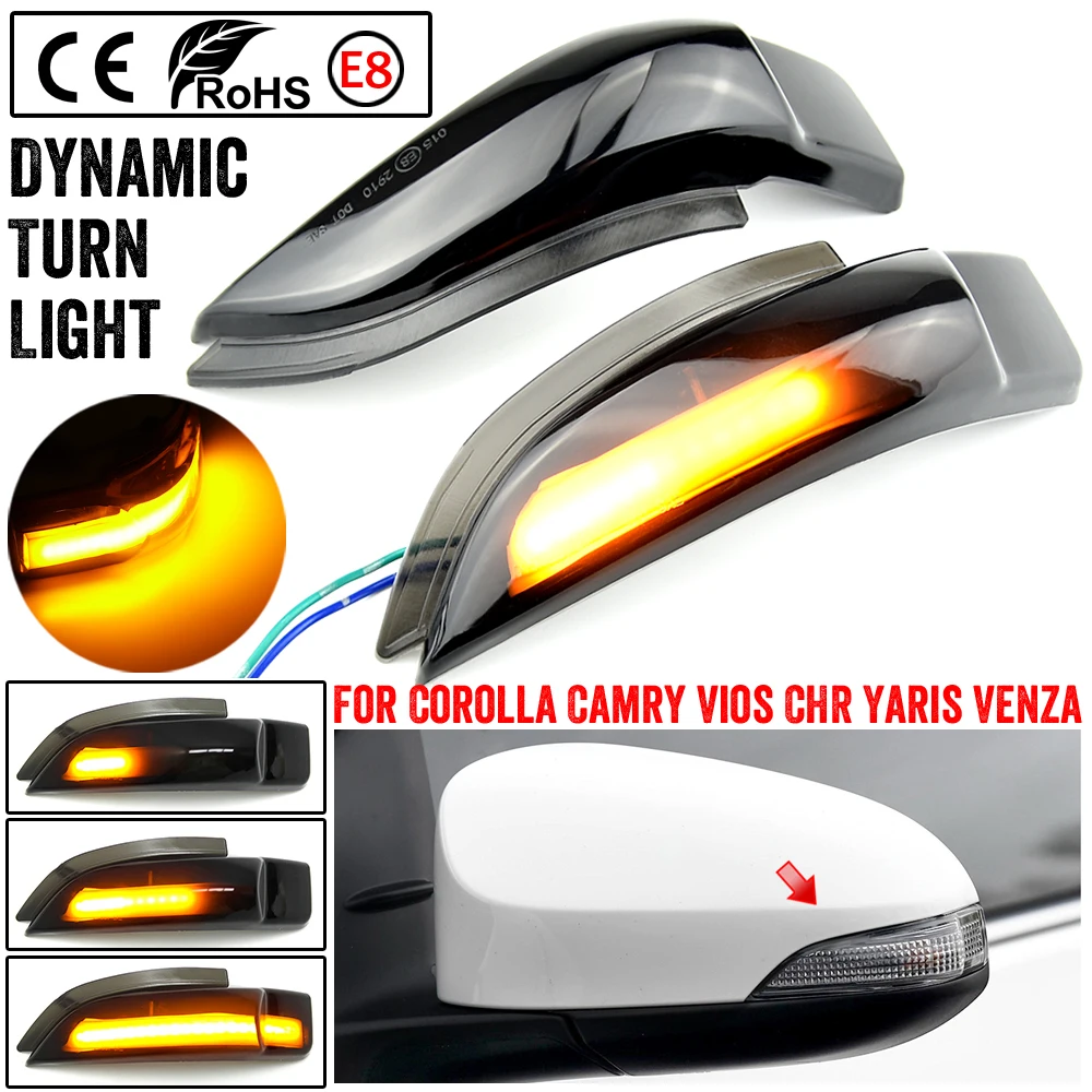 Black For Toyota Camry Corolla Prius C Venza Avalon Vios Yaris Scion iM LED Dynamic Turn Signal Side Mirror Indicator Light