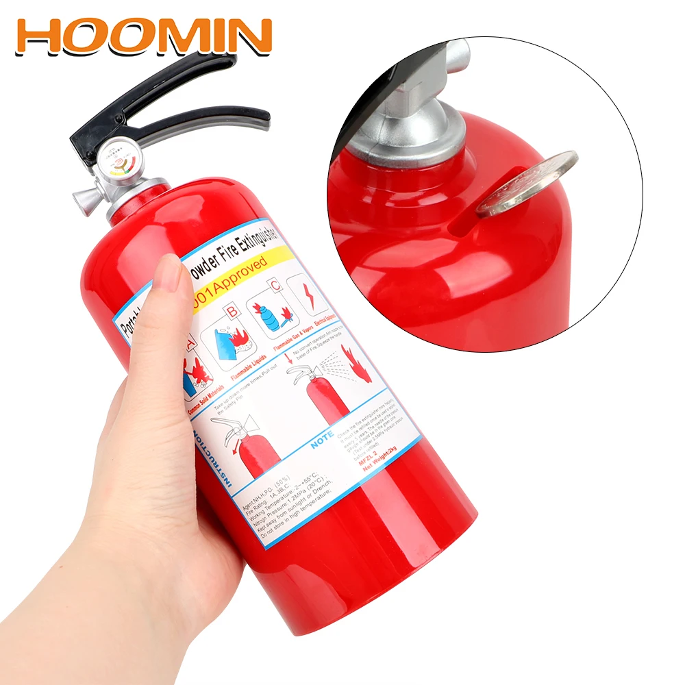 HOOMIN Fire Extinguisher Money Boxes Creative Coin Piggy Banks Money Saving Box Home Decor Plastic Birthday Gift for Kids