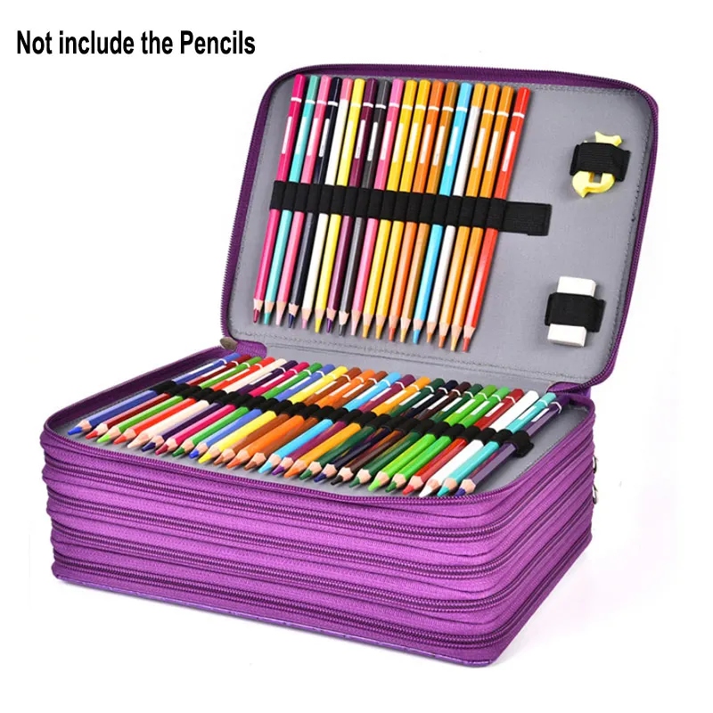 252 Hole 5Layer PU Zipper Pencil Case Large Capacity Art Painting Drawing Pen Brush Storage Bag Organizer Handbag Stationery Box