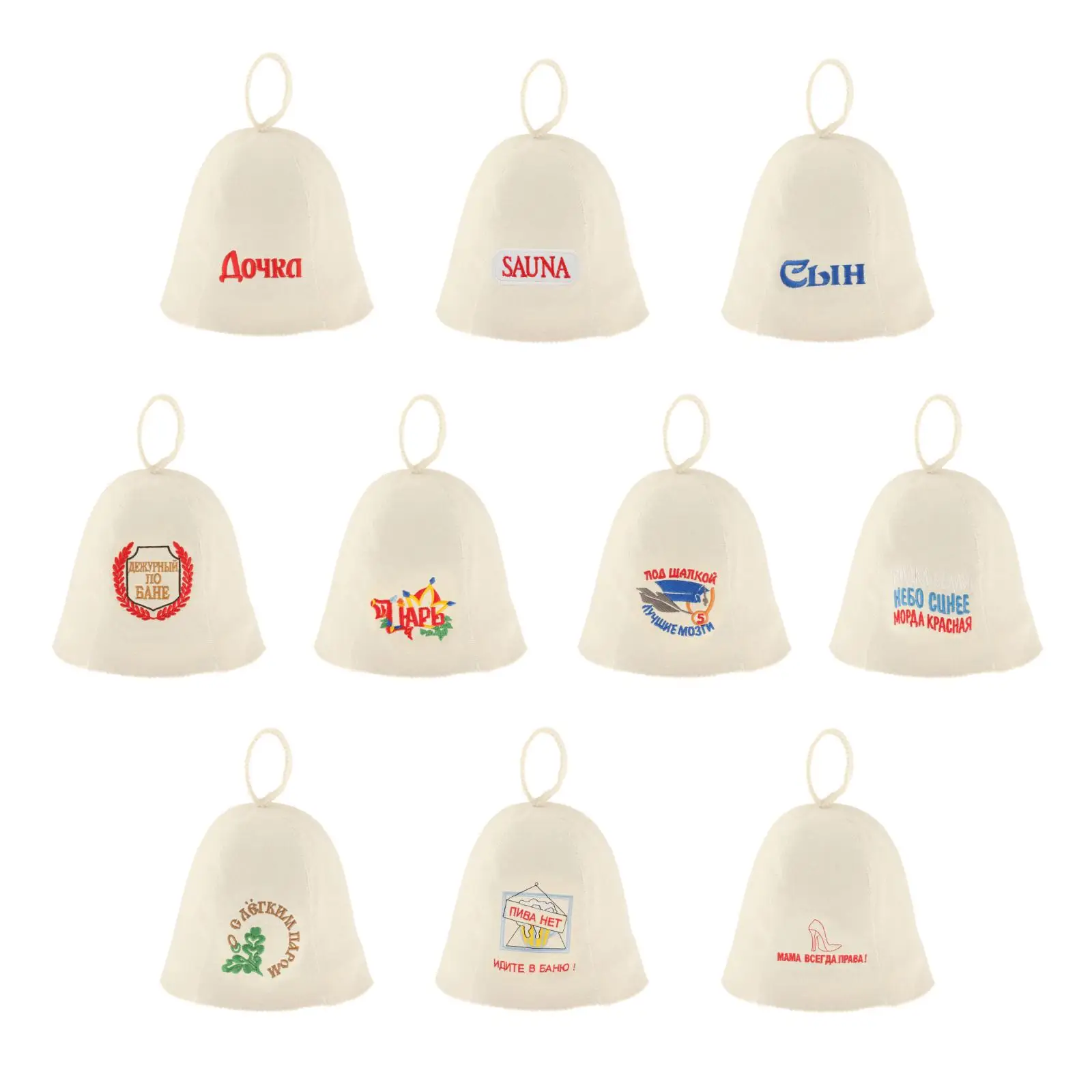 Embroidery Print Sauna Hat Accessories Fashion Russian Banya Cap Bath Wool Felt Anti Heat Shower Cap Adult Bath House