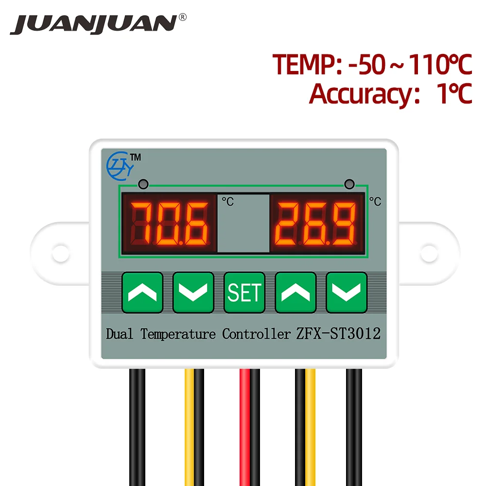 ST3012 ZFX-ST3012 12V/24V/110V-220V LED Display digitale termostato doppio regolatore di temperatura termometro controllo termico