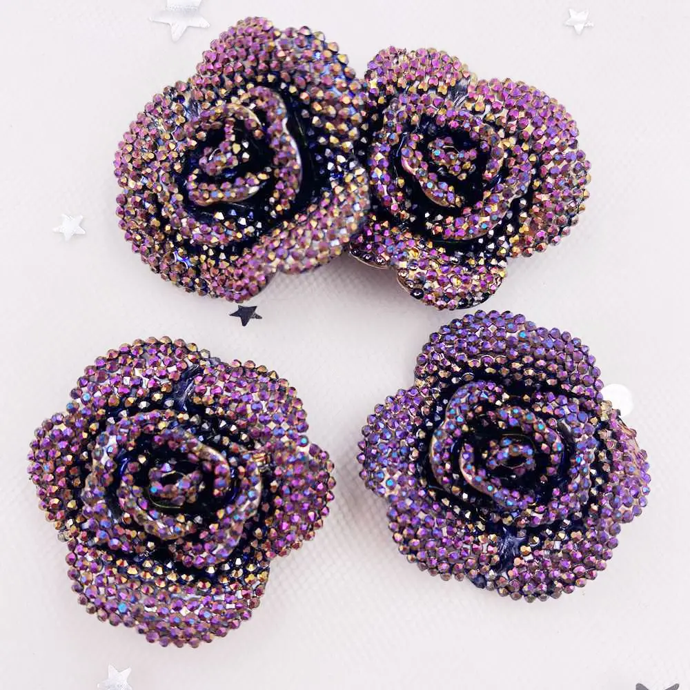 4 PCS Glitter Resin 3D Diamond Flower Flatback Cabochon Stone Scrapbook DIY Wedding Flower Crafts SL00